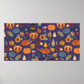 Thanksgiving met een naadloos patroon met poster (Voorkant)