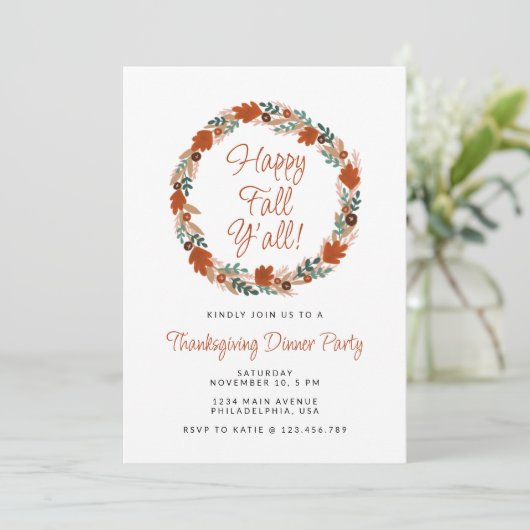 Thanksgiving met Happy Herfst Y'all diner Kaart (Staand voorkant)