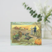 Thanksgiving met kalkoenen en pelgrims Feestdagenkaart (Staand voorkant)