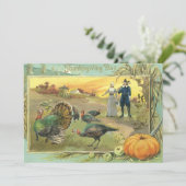  Thanksgiving met kalkoenen en pelgrims Kaart (Staand voorkant)
