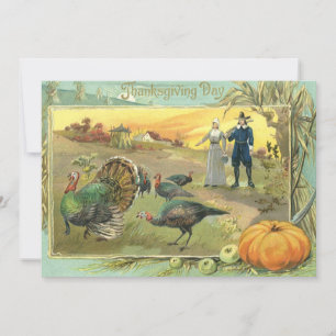  Thanksgiving met kalkoenen en pelgrims Kaart