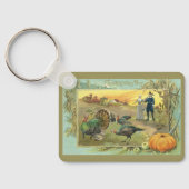  Thanksgiving met kalkoenen en pelgrims Sleutelhanger (Achterkant)