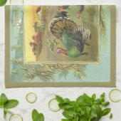  Thanksgiving met kalkoenen en pelgrims Theedoek (Gevouwen)