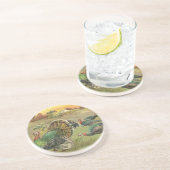  Thanksgiving met kalkoenen en pelgrims Zandsteen Onderzetter (Zijkant)