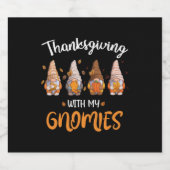Thanksgiving met mijn gnomen Funny Autumn Gnomen L Sparkling Wijnetiket (Enkel label)