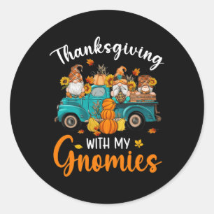 Thanksgiving met mijn gnomen Gnomes Friends Happy Ronde Sticker