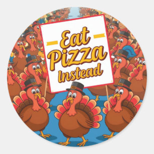 Thanksgiving met pizza in plaats ronde sticker