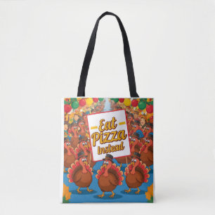 Thanksgiving met pizza in plaats tote bag