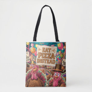 Thanksgiving met pizza tote bag