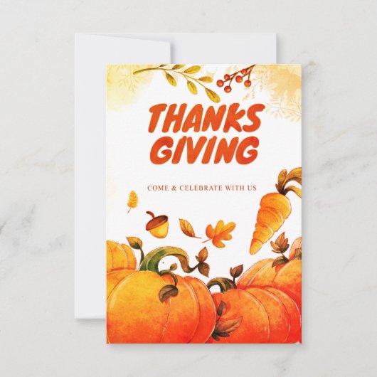 Thanksgiving met pompoen, pine en laat Herfst acht Bedankkaart (Voorkant)