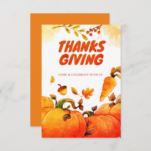 Thanksgiving met pompoen, pine en laat Herfst acht Bedankkaart (Voorkant / Achterkant)