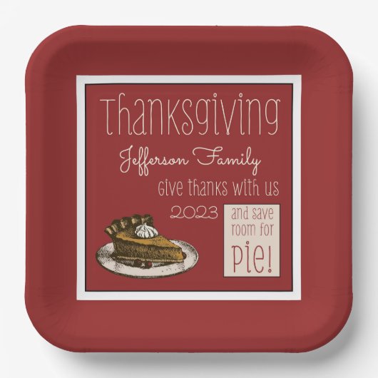Thanksgiving met Pumpkin Pie Papieren Bordje (Voorkant)