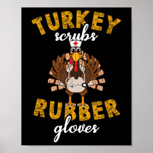 Thanksgiving met rubberen handschoenen poster
