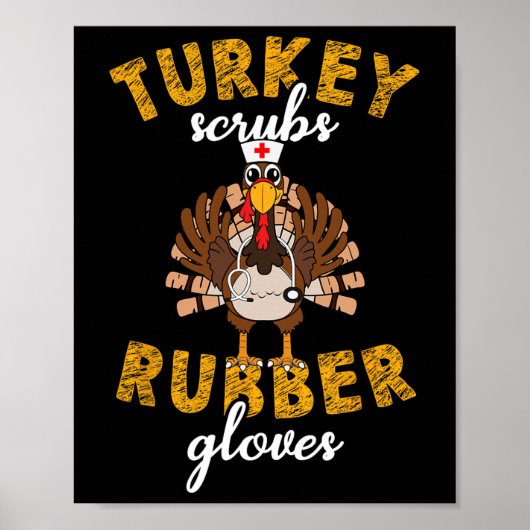 Thanksgiving met rubberen handschoenen poster (Voorkant)