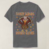 Thanksgiving met rubberen handschoenen t-shirt (Design voorkant)