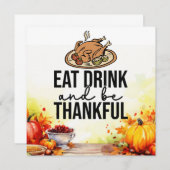 Thanksgiving met turkije bedankkaart (Voorkant / Achterkant)