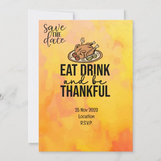 Thanksgiving met Turkije behalve de datum uitnodig Kaart (Voorkant)