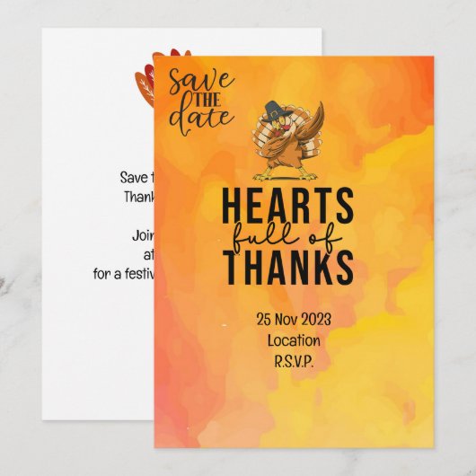 Thanksgiving met Turkije behalve de datum uitnodig Kaart (Voorkant / Achterkant)