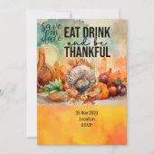 Thanksgiving met Turkije behalve de datum uitnodig Kaart (Voorkant)