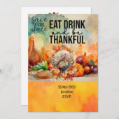 Thanksgiving met Turkije behalve de datum uitnodig Kaart (Voorkant / Achterkant)