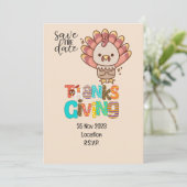 Thanksgiving met Turkije behalve de datum uitnodig Kaart (Staand voorkant)