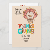 Thanksgiving met Turkije behalve de datum uitnodig Kaart (Voorkant / Achterkant)