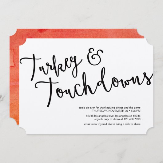 Thanksgiving met Turkije en Touchdowns Kaart (Voorkant / Achterkant)