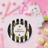 Thanksgiving met zwarte en witte strepen papieren bordje (Feest)