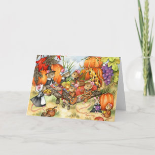 Thanksgiving Mice - Cute Wenskaart Feestdagen Kaart