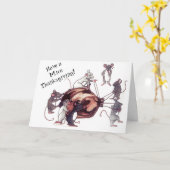 THANKSGIVING MICE Folded Wenskaart Kaart (Gele Bloem)