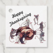 THANKSGIVING MICE STEAL TURKEY label cadeau (Voorkant)