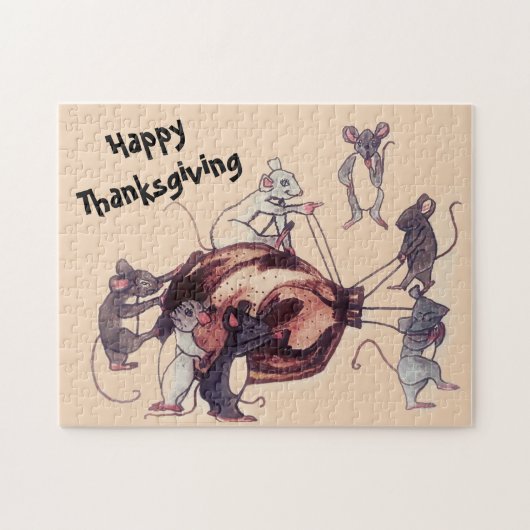 THANKSGIVING MICE STEAL TURKEY LEGPUZZEL (Horizontaal)