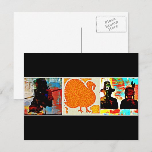 Thanksgiving Modern Art Collage Feestdagenkaart (Voorkant / Achterkant)