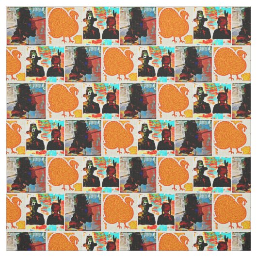 Thanksgiving Modern Art Collage Stof (Swatch)