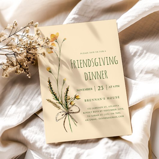 Thanksgiving Modern Floral Friendsgiving Diner Kaart
