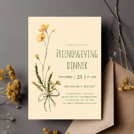 Thanksgiving Modern Floral Friendsgiving Diner Kaart