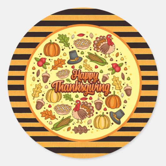Thanksgiving Modern Mooi Herfst Collectie Ronde Sticker (Voorkant)