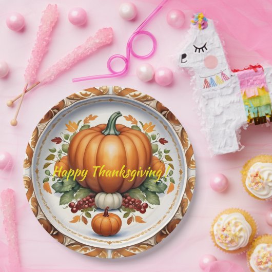 Thanksgiving Modern Pumpkin Autumn Collectie Papieren Bordje (Feest)