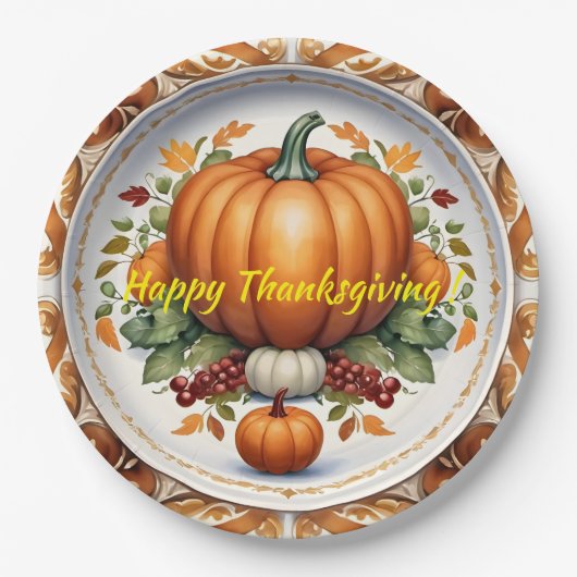 Thanksgiving Modern Pumpkin Autumn Collectie Papieren Bordje (Voorkant)