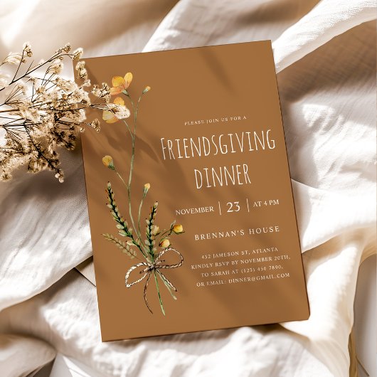 Thanksgiving Modern Rustiek Vriendsgiving Diner Kaart