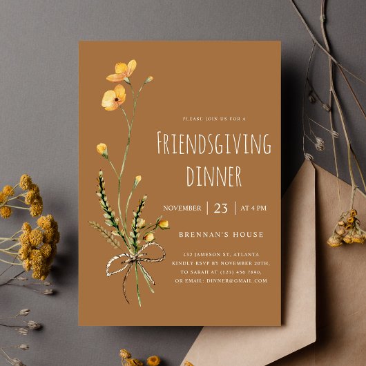 Thanksgiving Modern Rustiek Vriendsgiving Diner Kaart