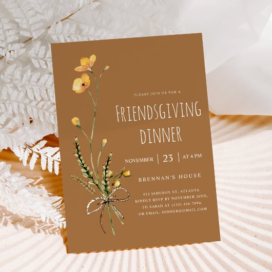 Thanksgiving Modern Rustiek Vriendsgiving Diner Kaart