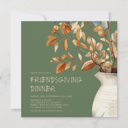 Thanksgiving Moderne Rustieke Vriendsgiving Kaart (Voorkant)