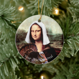 Thanksgiving Mona Lisa Pelgrim met kalkoen Keramisch Ornament