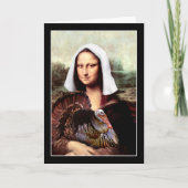Thanksgiving Mona Lisa Pelgrim met Turkije Feestdagen Kaart (Voorkant)