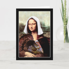 Thanksgiving Mona Lisa Pelgrim met Turkije Feestdagen Kaart