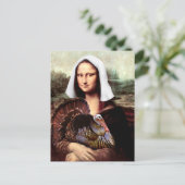 Thanksgiving Mona Lisa Pelgrim met Turkije Feestdagenkaart (Staand voorkant)