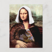 Thanksgiving Mona Lisa Pelgrim met Turkije Feestdagenkaart (Voorkant)