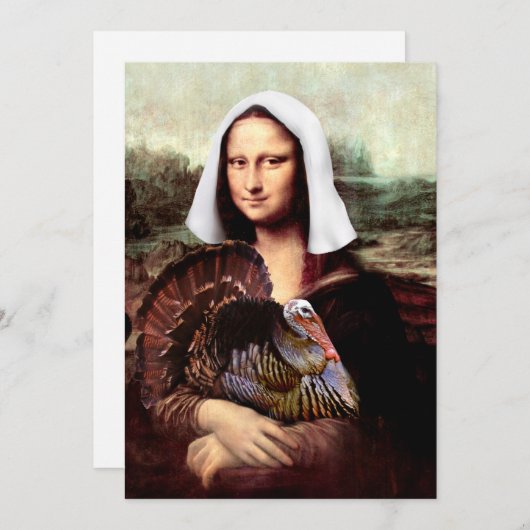 Thanksgiving Mona Lisa Pilgrim Feestdagenkaart (Voorkant / Achterkant)