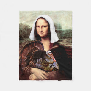 Thanksgiving Mona Lisa Pilgrim Fleece Deken